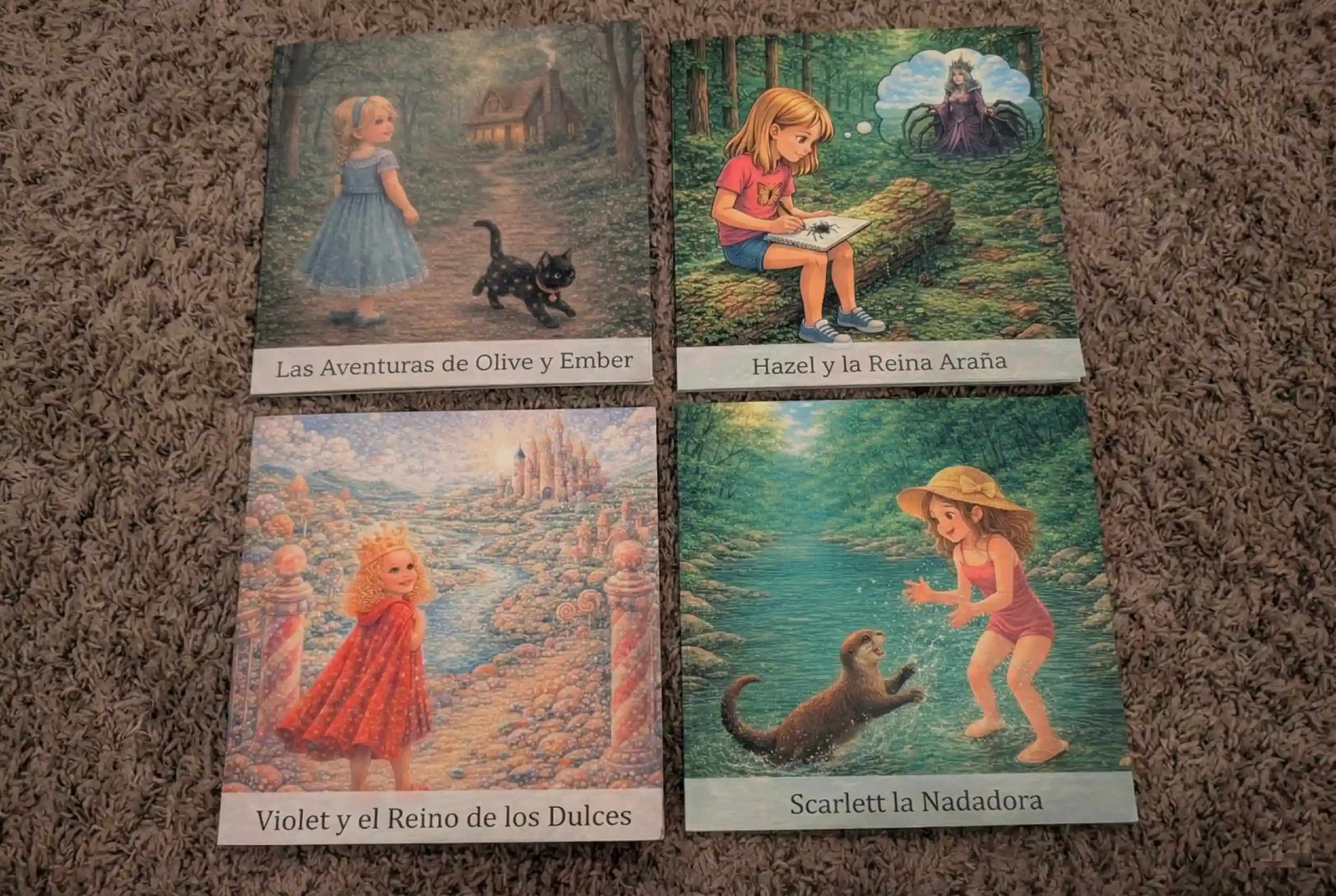 Bilingual child reading personalized storybook in Spanish featuring themselves as the main character